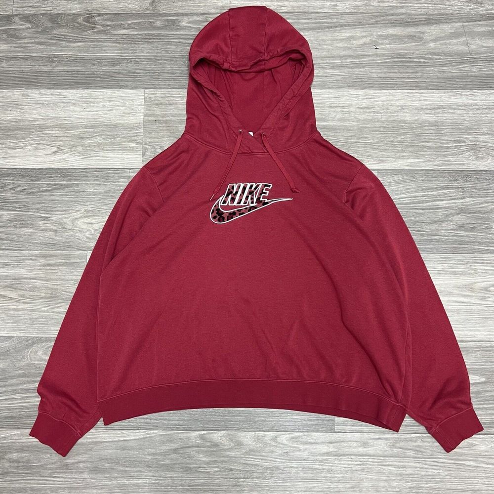 Nike Hoodie Women Extra Large Red Pink Baggy Leopard Cheetah Jaguar Oversized